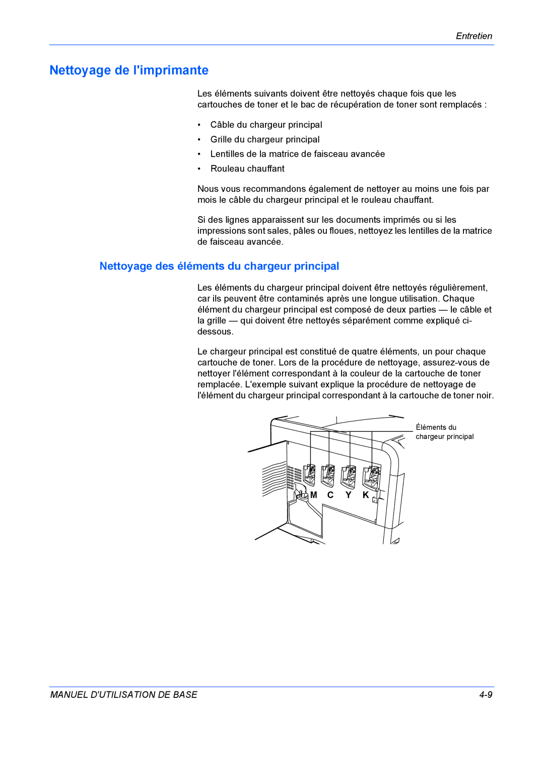 Kyocera FS-C5020N manuel dutilisation Nettoyage de limprimante, Nettoyage des éléments du chargeur principal 