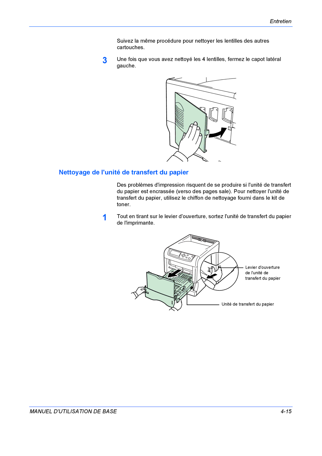 Kyocera FS-C5020N manuel dutilisation Nettoyage de lunité de transfert du papier 