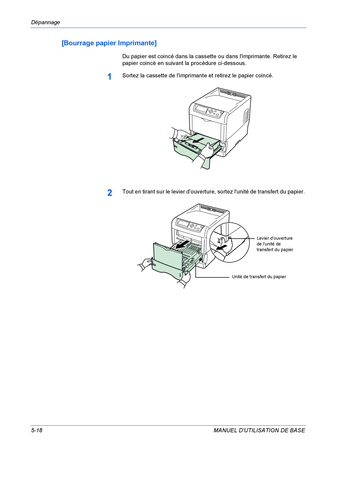 Kyocera FS-C5020N manuel dutilisation Bourrage papier Imprimante 