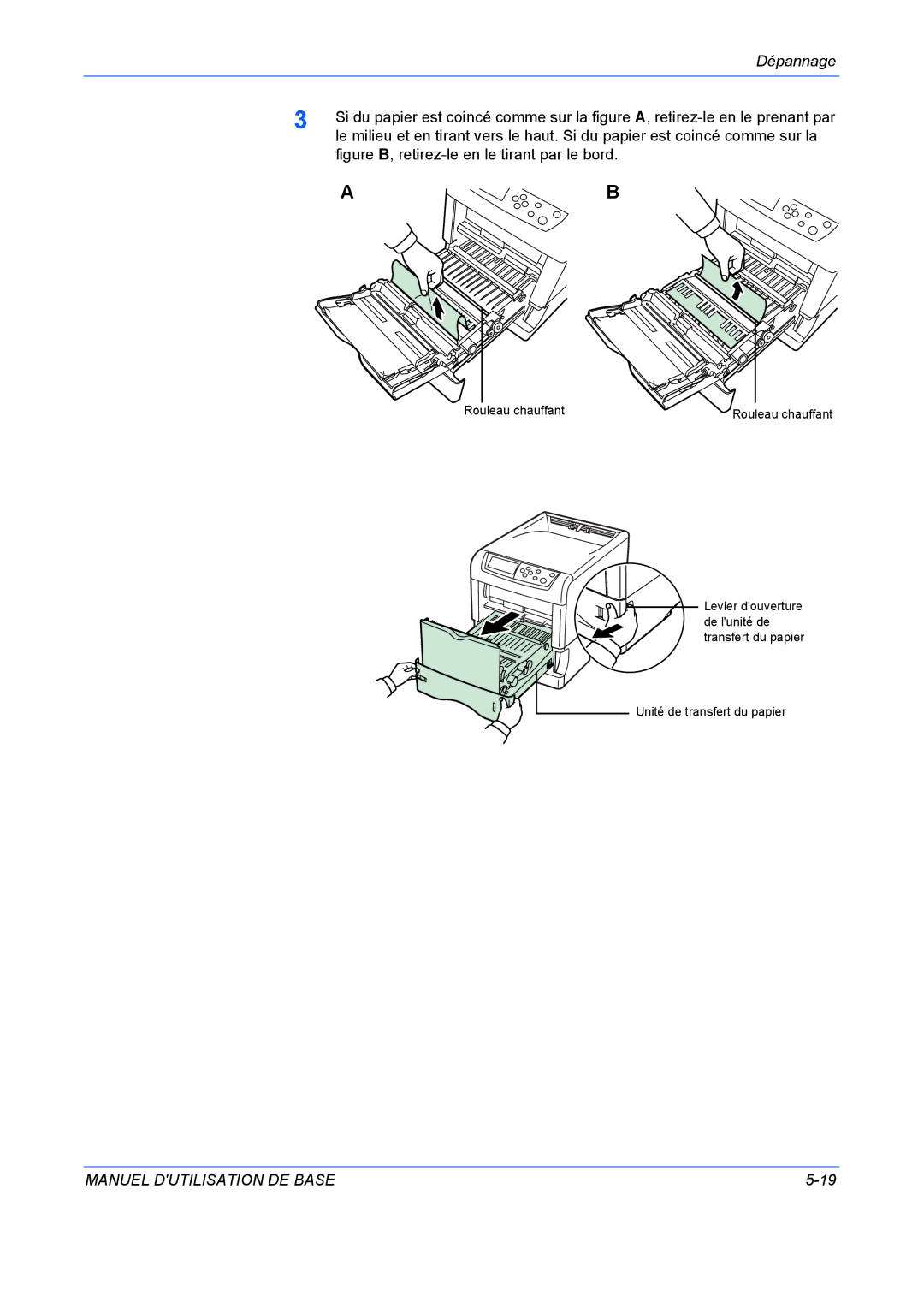 Kyocera FS-C5020N manuel dutilisation Figure B, retirez-le en le tirant par le bord 