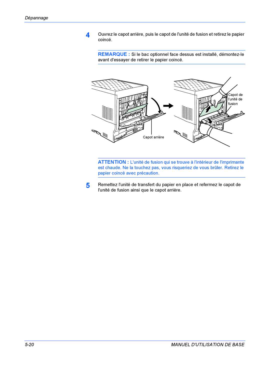 Kyocera FS-C5020N manuel dutilisation Coincé 