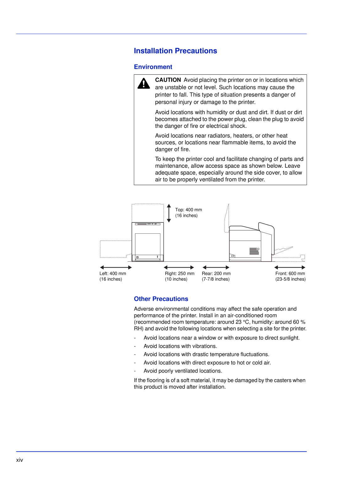 Kyocera FS-C5300DN, FS-C5200DN, FS-C5100DN manual Installation Precautions, Environment, Other Precautions 