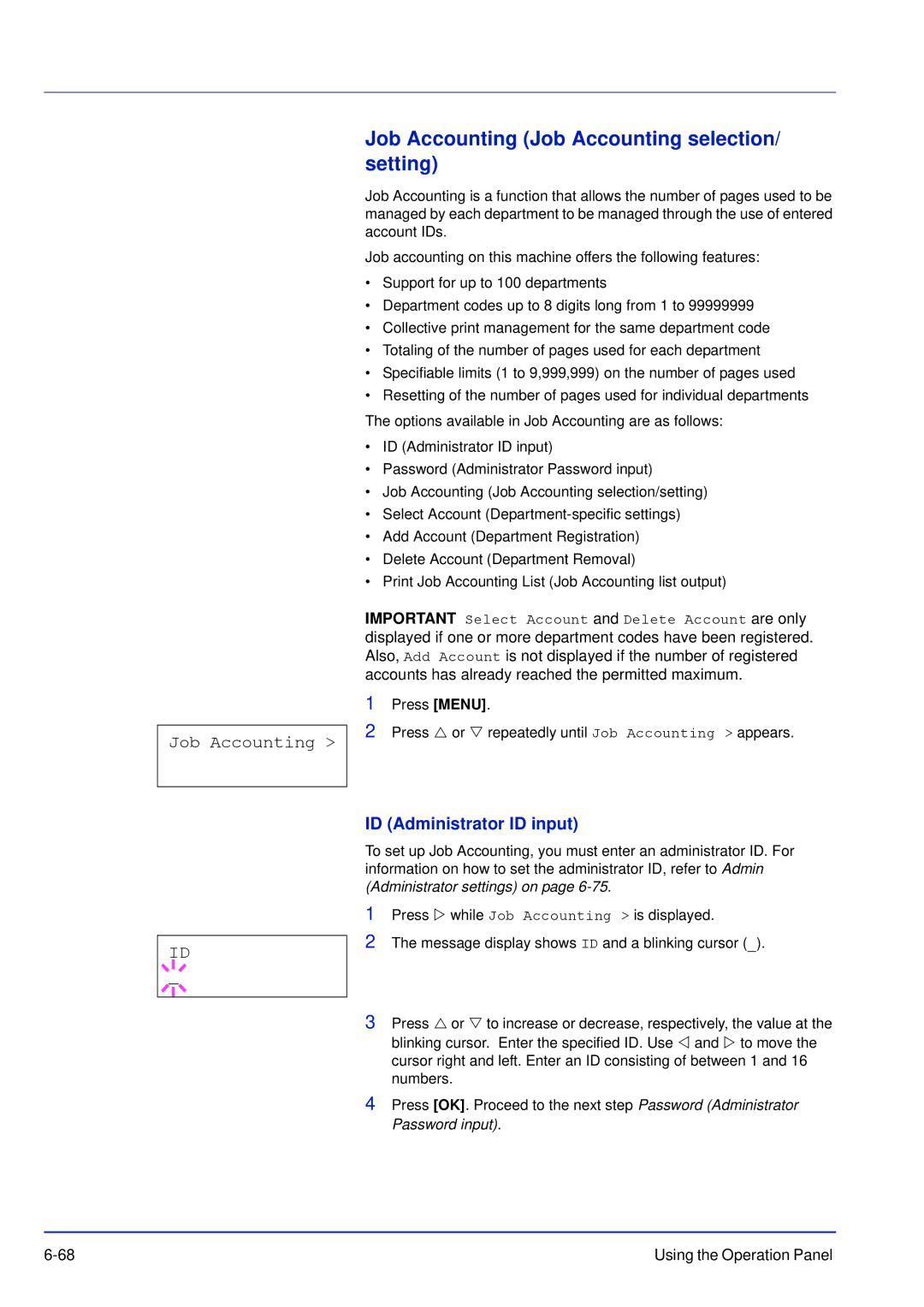 Kyocera FS-C5300DN, FS-C5200DN, FS-C5100DN manual Job Accounting Job Accounting selection/ setting 