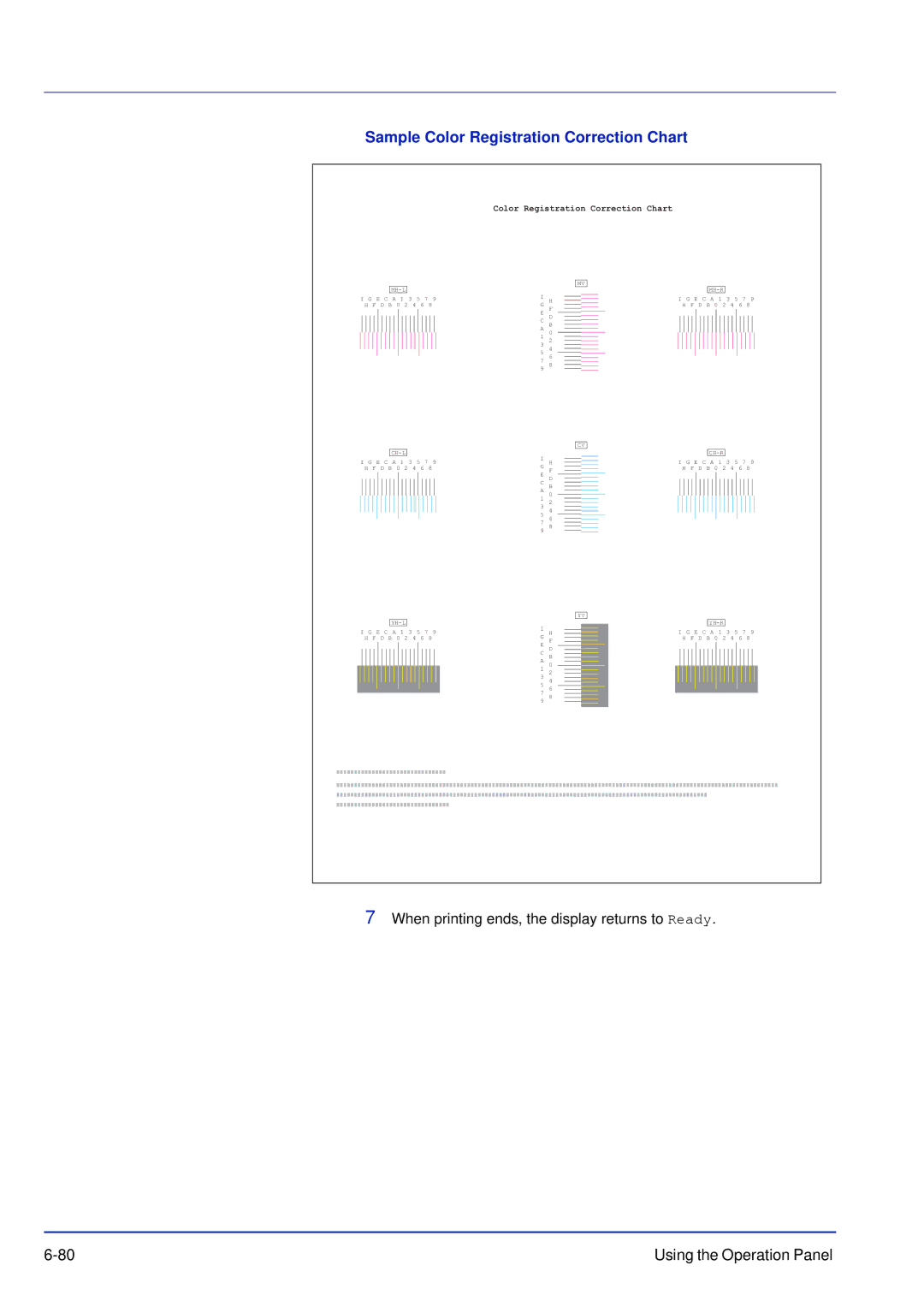 Kyocera FS-C5300DN, FS-C5200DN, FS-C5100DN manual Sample Color Registration Correction Chart 