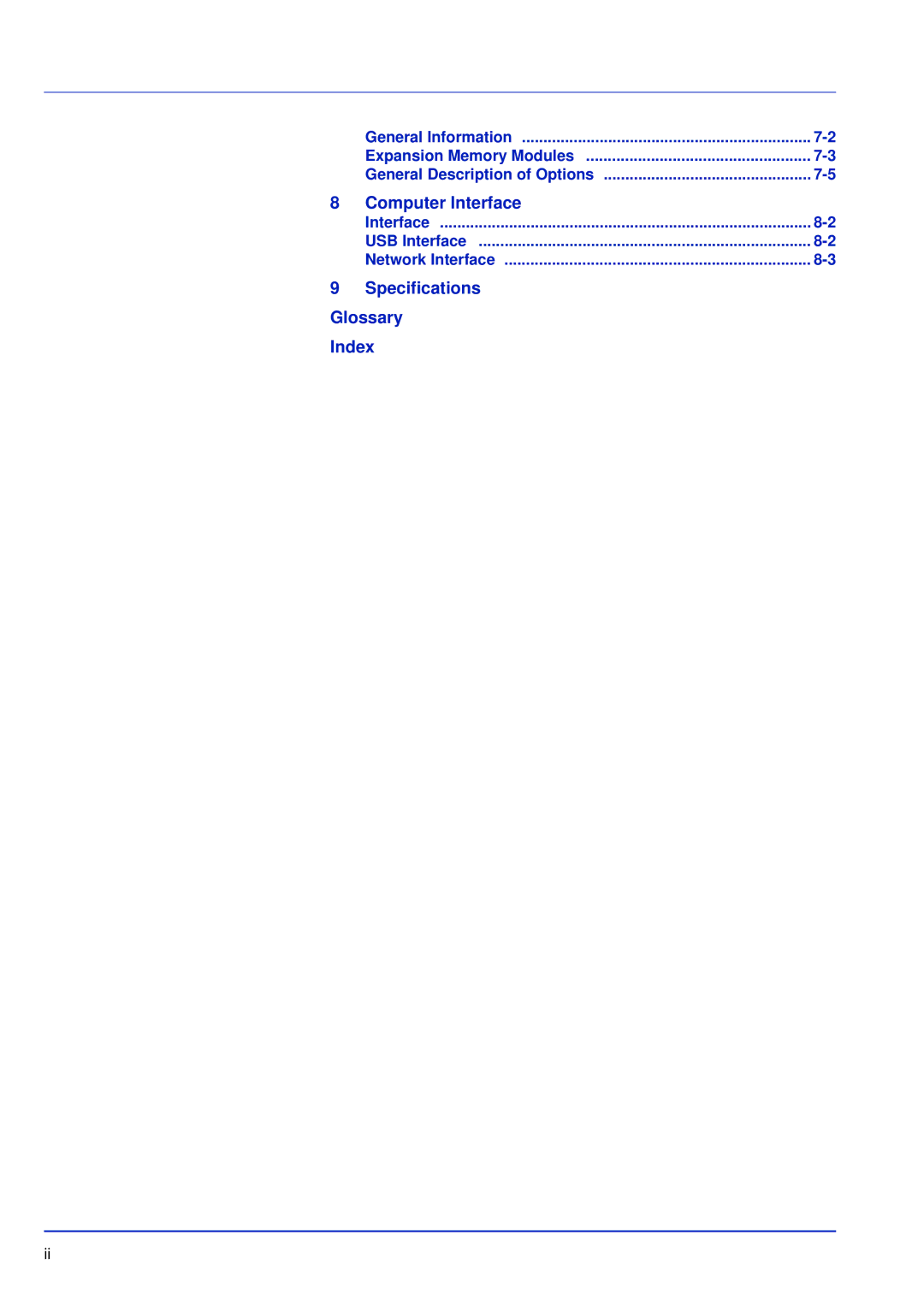 Kyocera FS-C5300DN, FS-C5200DN, FS-C5100DN manual Computer Interface, Specifications Glossary Index 