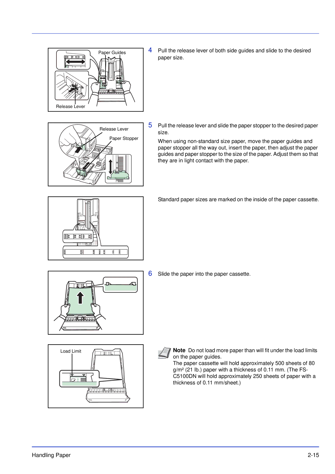 Kyocera FS-C5200DN, FS-C5300DN, FS-C5100DN manual Paper Guides Release Lever 