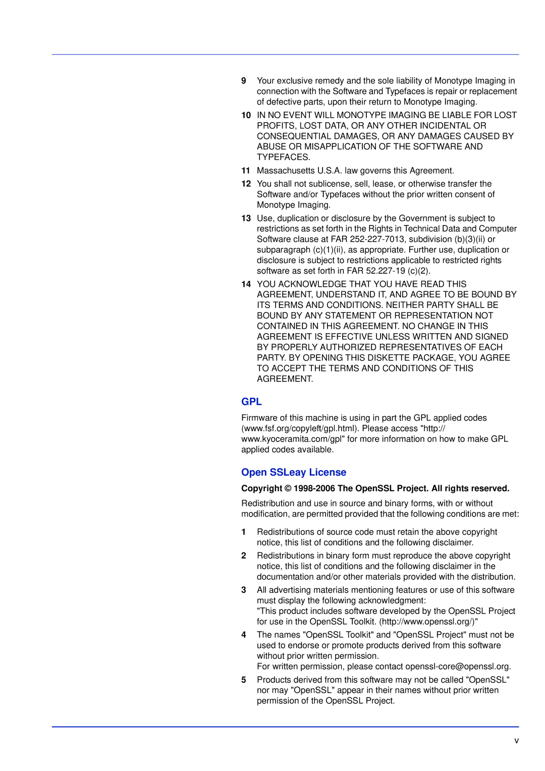 Kyocera FS-C5300DN, FS-C5200DN manual Open SSLeay License, Copyright 1998-2006 The OpenSSL Project. All rights reserved 