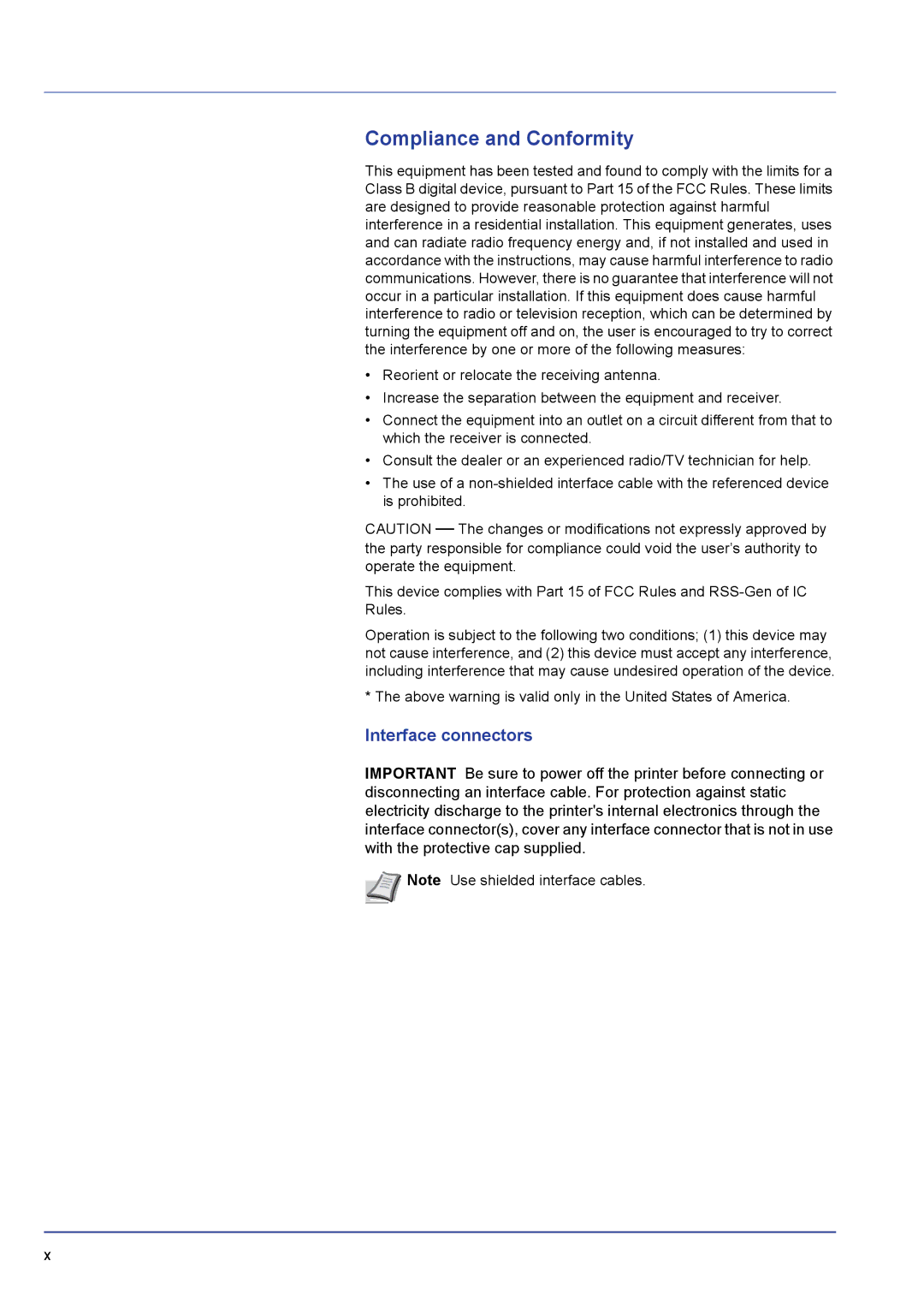 Kyocera FS-C5200DN, FS-C5300DN, FS-C5100DN manual Compliance and Conformity, Interface connectors 