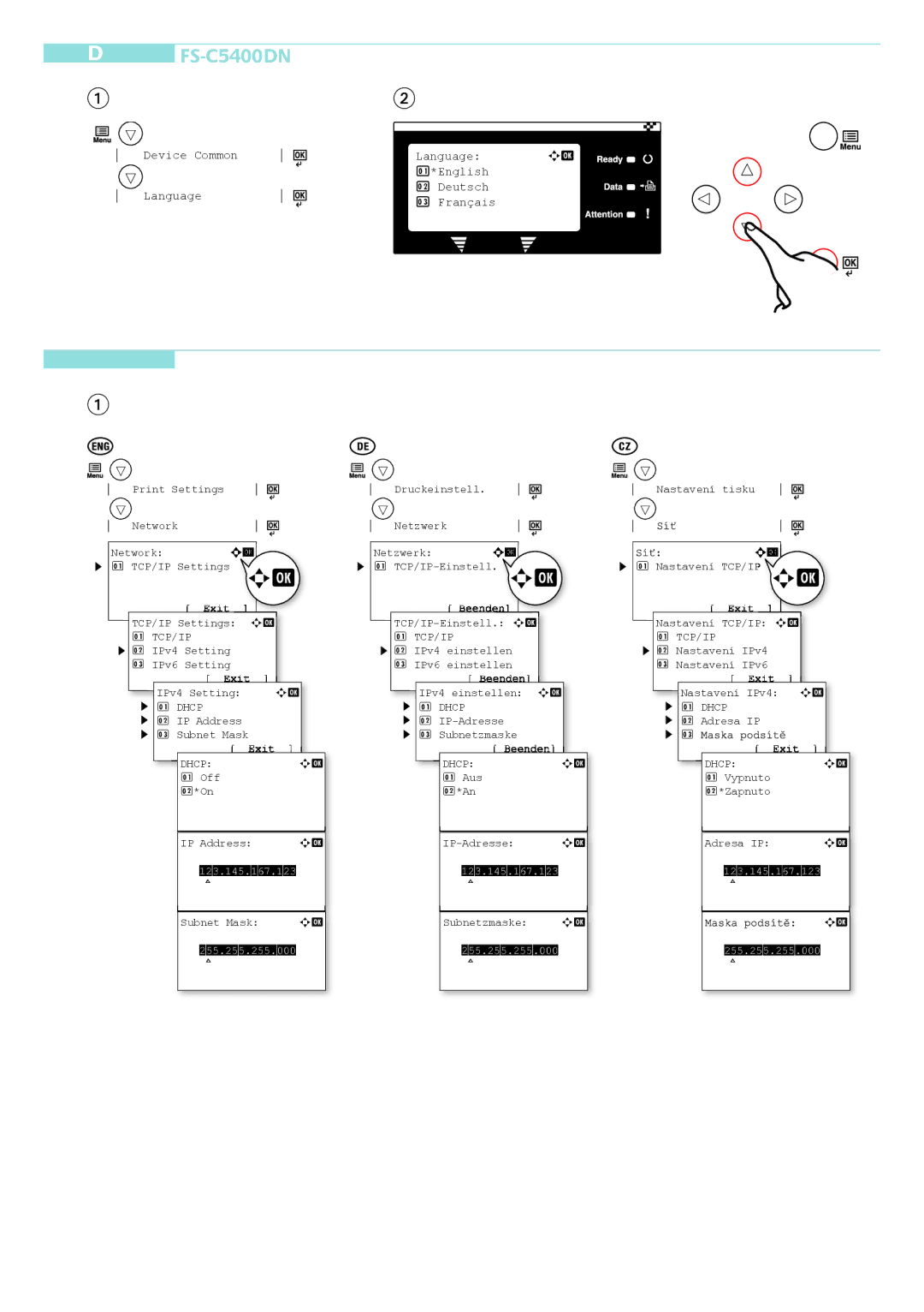 Kyocera FS-C5350DN manual IP Address 