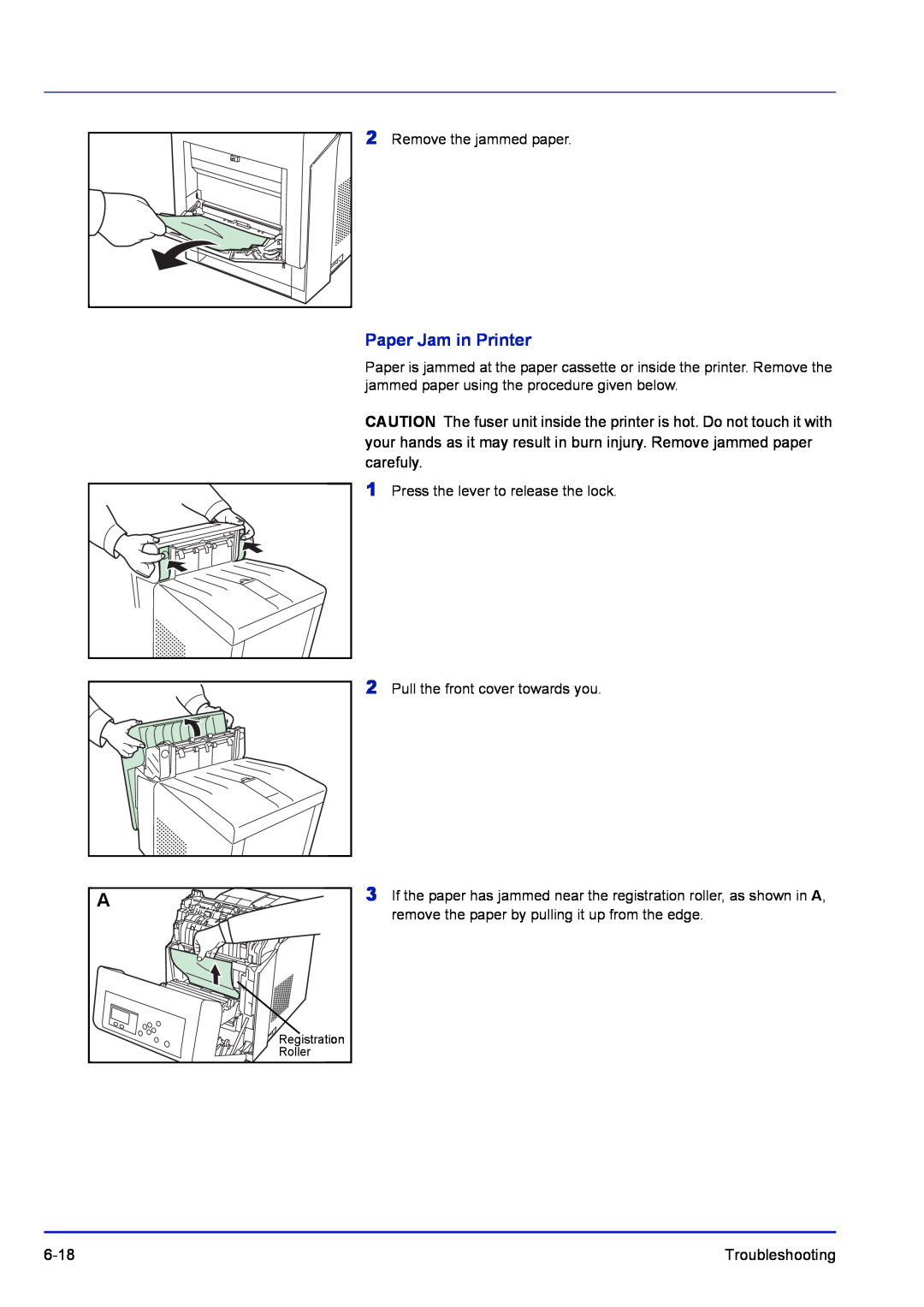 Kyocera FS-1300D, FS-C5400DN, FS-1100 manual Paper Jam in Printer 