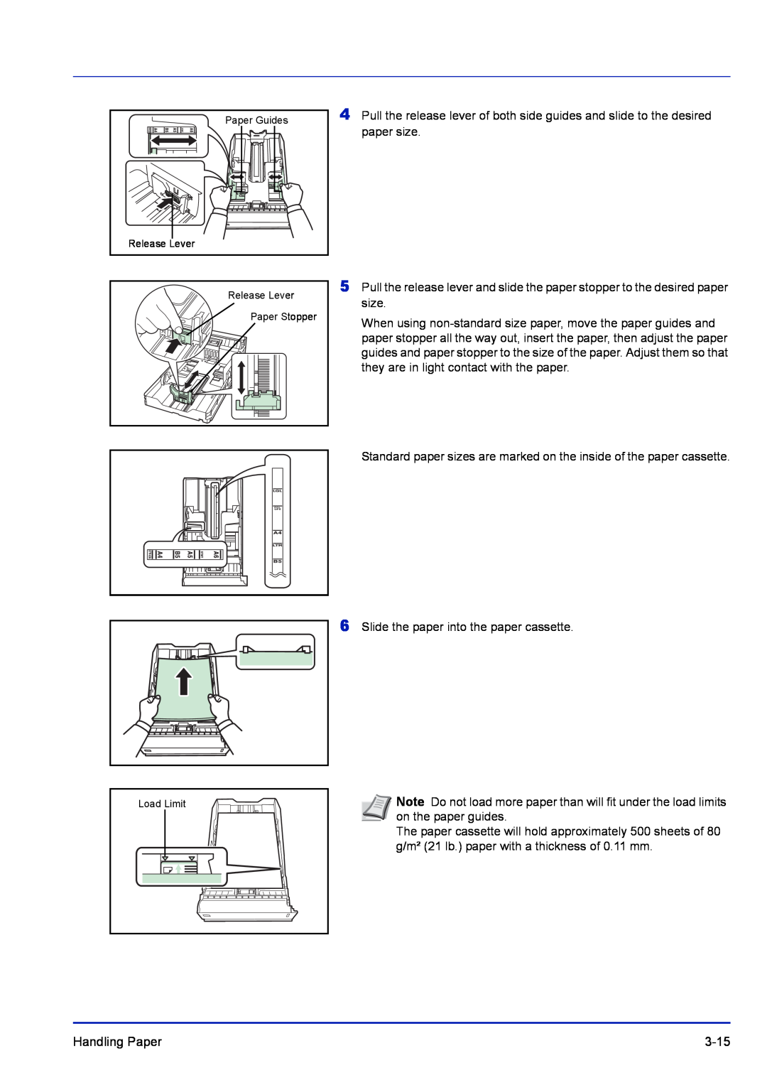 Kyocera FS-1300D, FS-C5400DN, FS-1100 manual Slide the paper into the paper cassette 