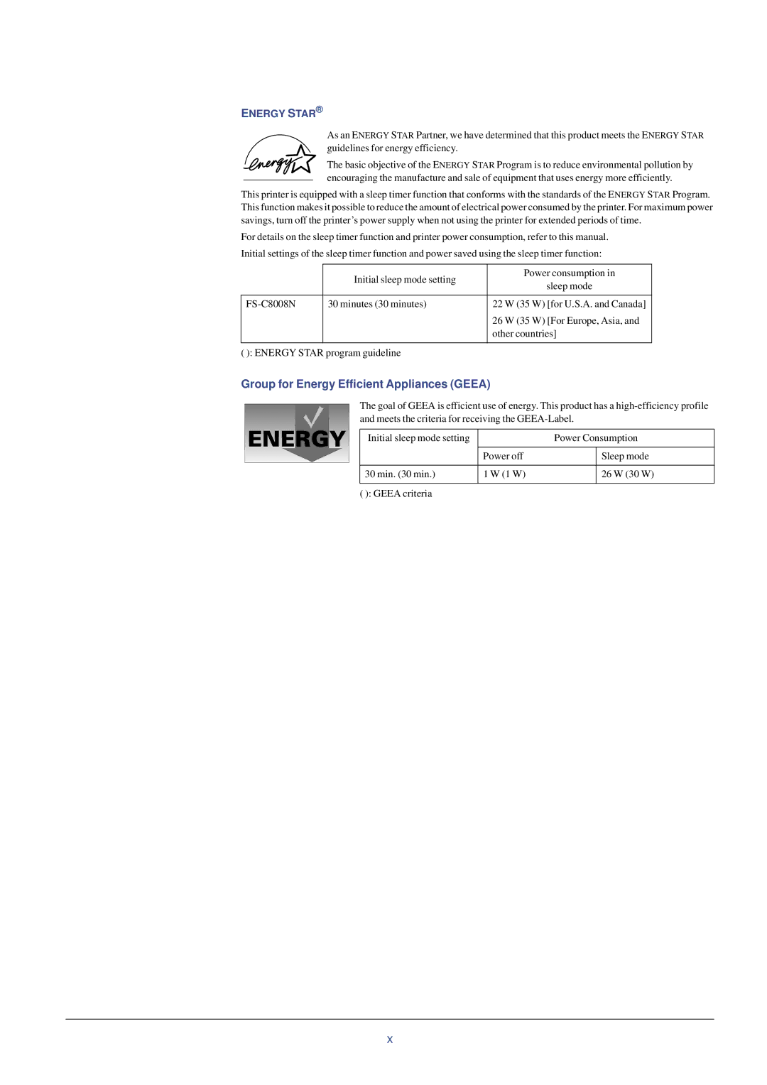 Kyocera FS-C8008N, FS-C8008DN manual Group for Energy Efficient Appliances Geea 