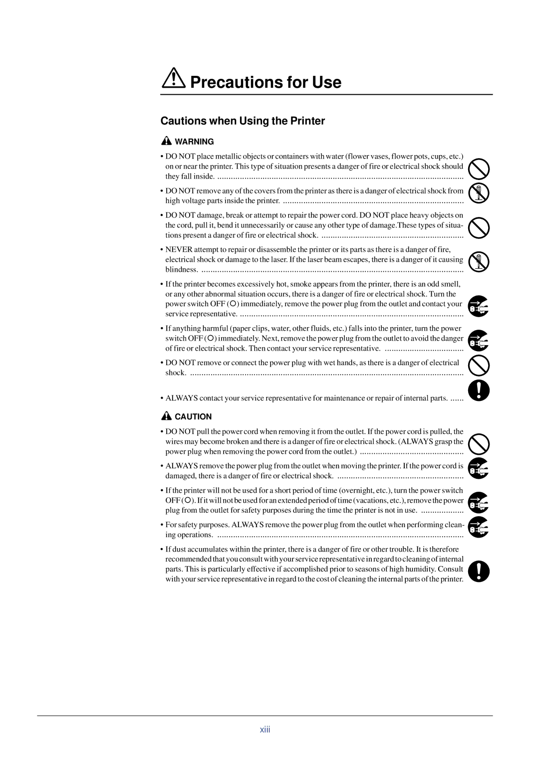 Kyocera FS-C8008DN, FS-C8008N manual Precautions for Use 