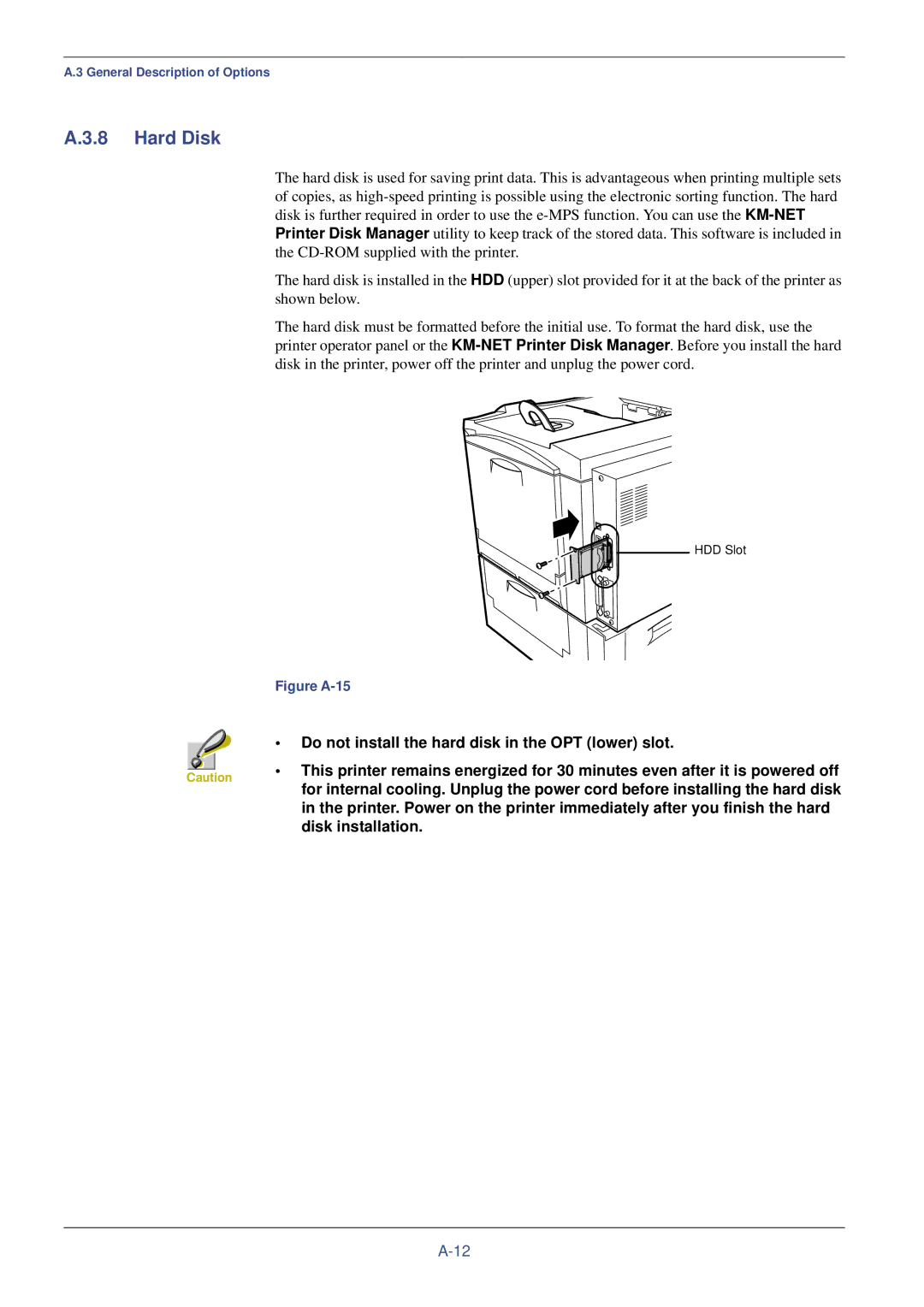 Kyocera FS-C8008DN, FS-C8008N manual Hard Disk, Figure A-15 