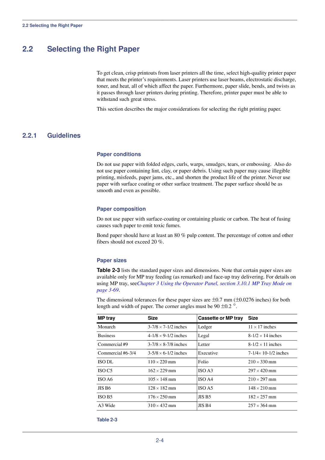 Kyocera FS-C8008DN, FS-C8008N manual Selecting the Right Paper, Guidelines, Paper conditions, Paper composition, Paper sizes 