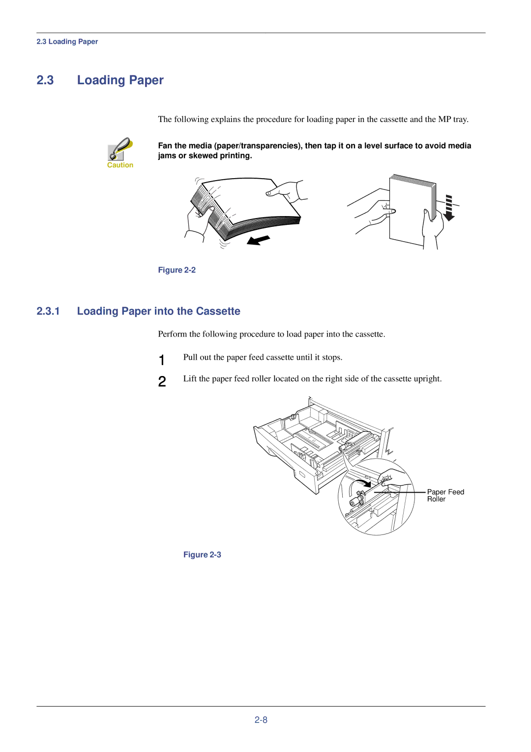 Kyocera FS-C8008DN, FS-C8008N manual Loading Paper into the Cassette 