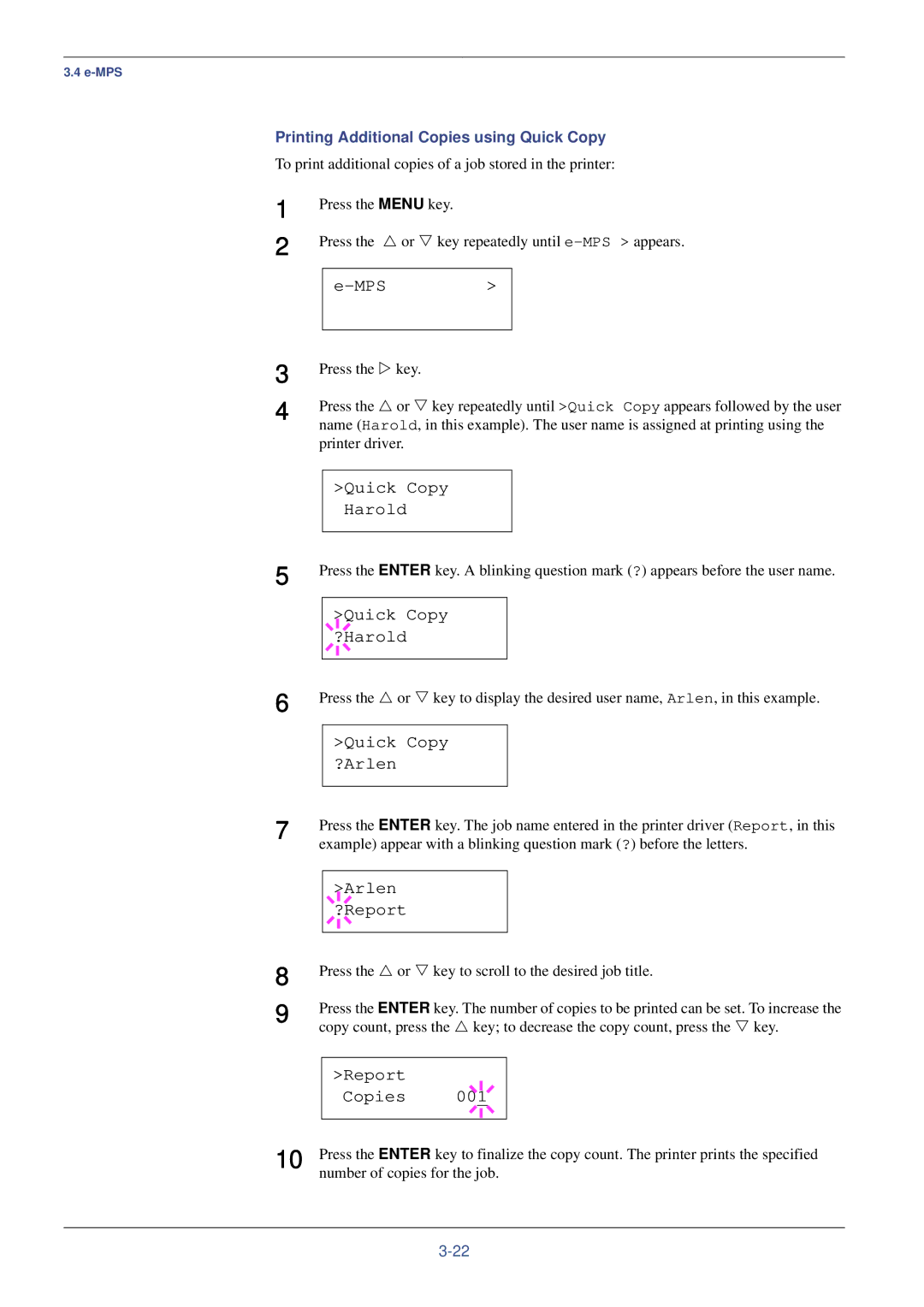 Kyocera FS-C8008DN, FS-C8008N Mps, Quick Copy Harold, Quick Copy ?Harold, Quick Copy ?Arlen, Arlen ?Report, Report Copies 