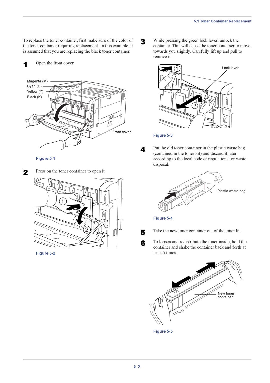 Kyocera FS-C8026N manual Put the old toner container in the plastic waste bag 