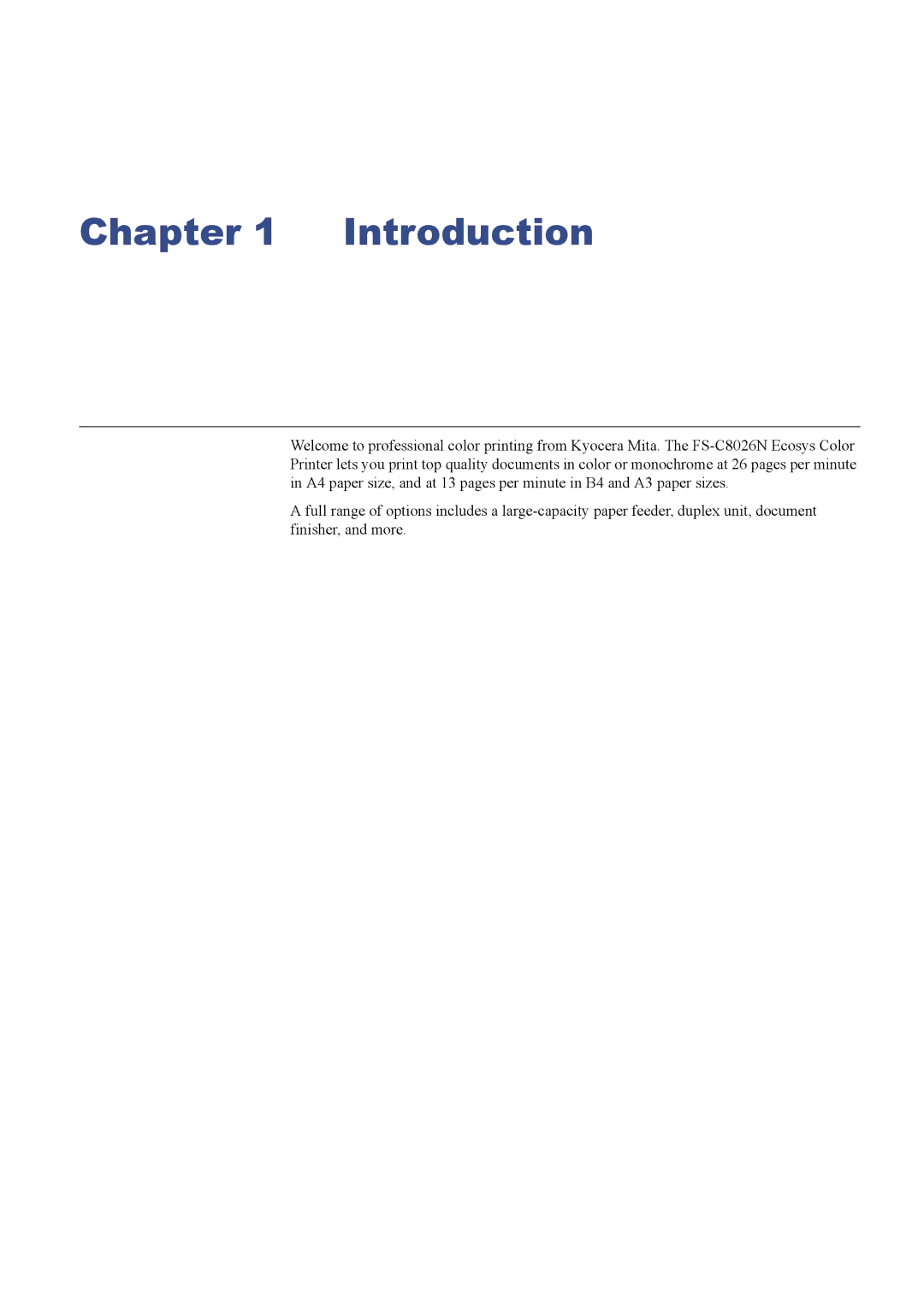 Kyocera FS-C8026N manual Introduction 
