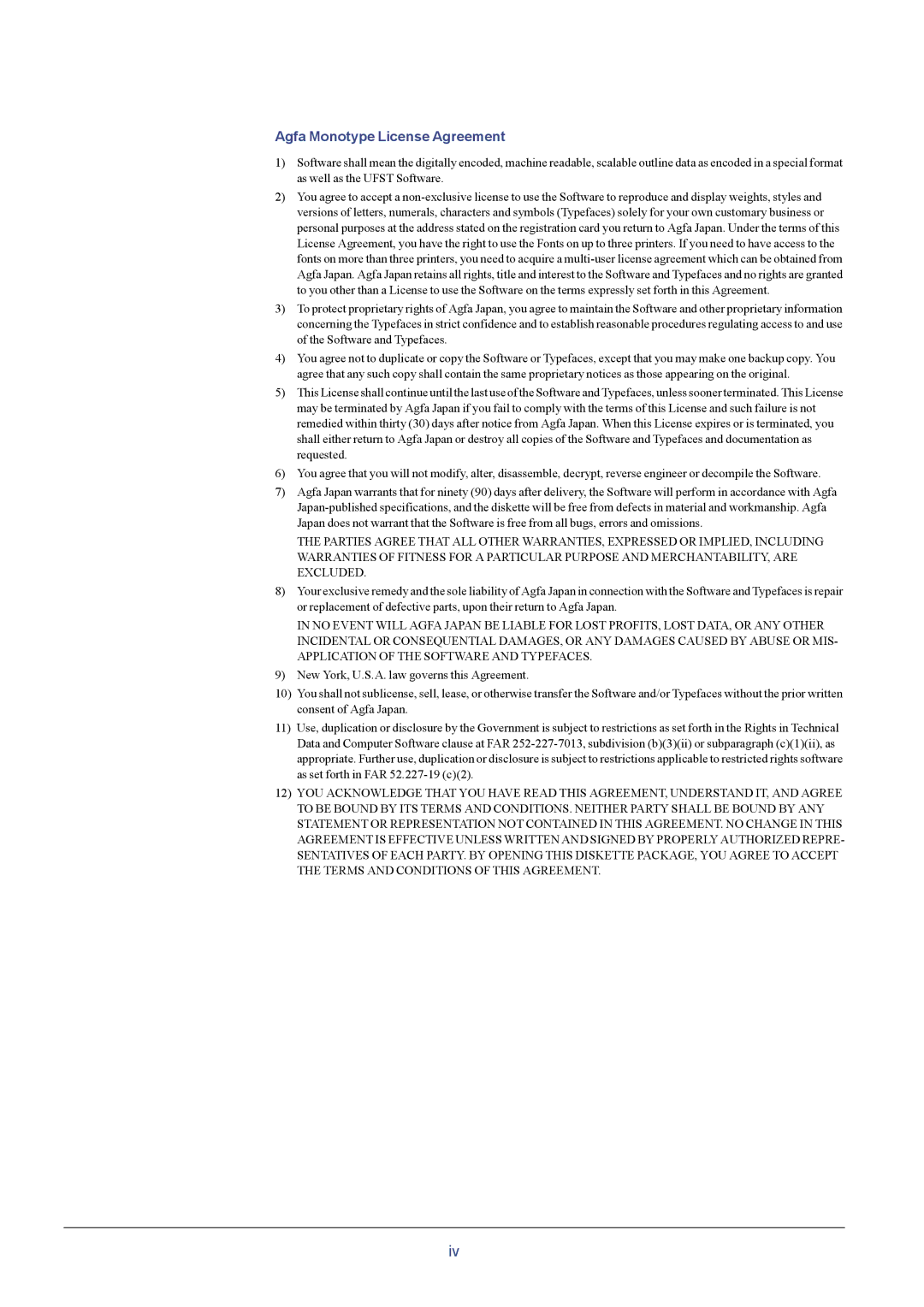 Kyocera FS-C8026N manual Agfa Monotype License Agreement 
