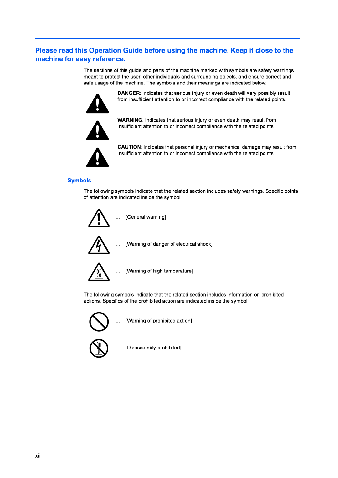 Kyocera FS-C8100DN manual Symbols 