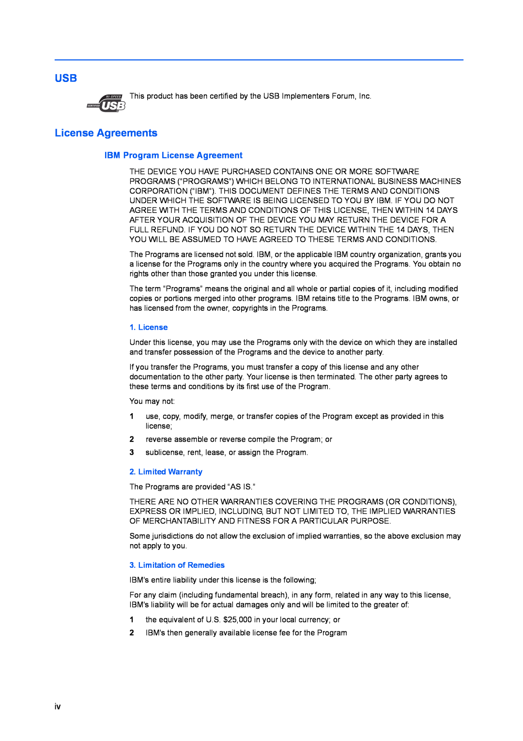 Kyocera FS-C8100DN manual License Agreements, IBM Program License Agreement, Limited Warranty, Limitation of Remedies 