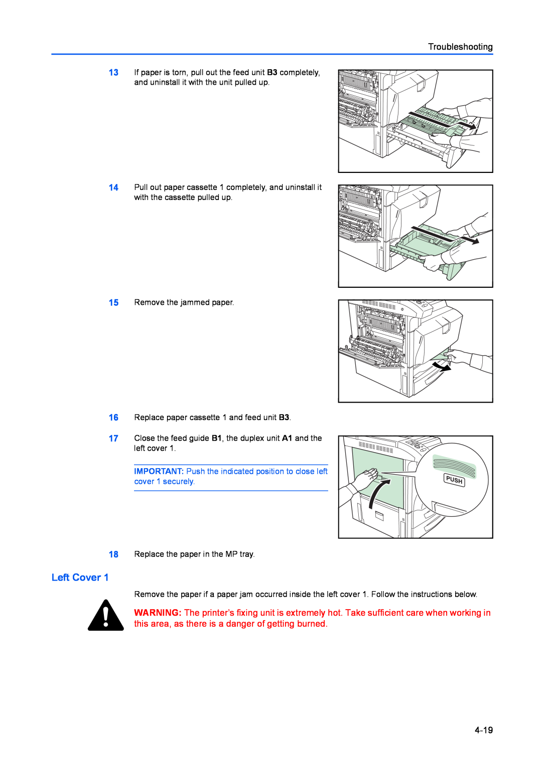 Kyocera FS-C8100DN manual Left Cover, 4-19, Troubleshooting 