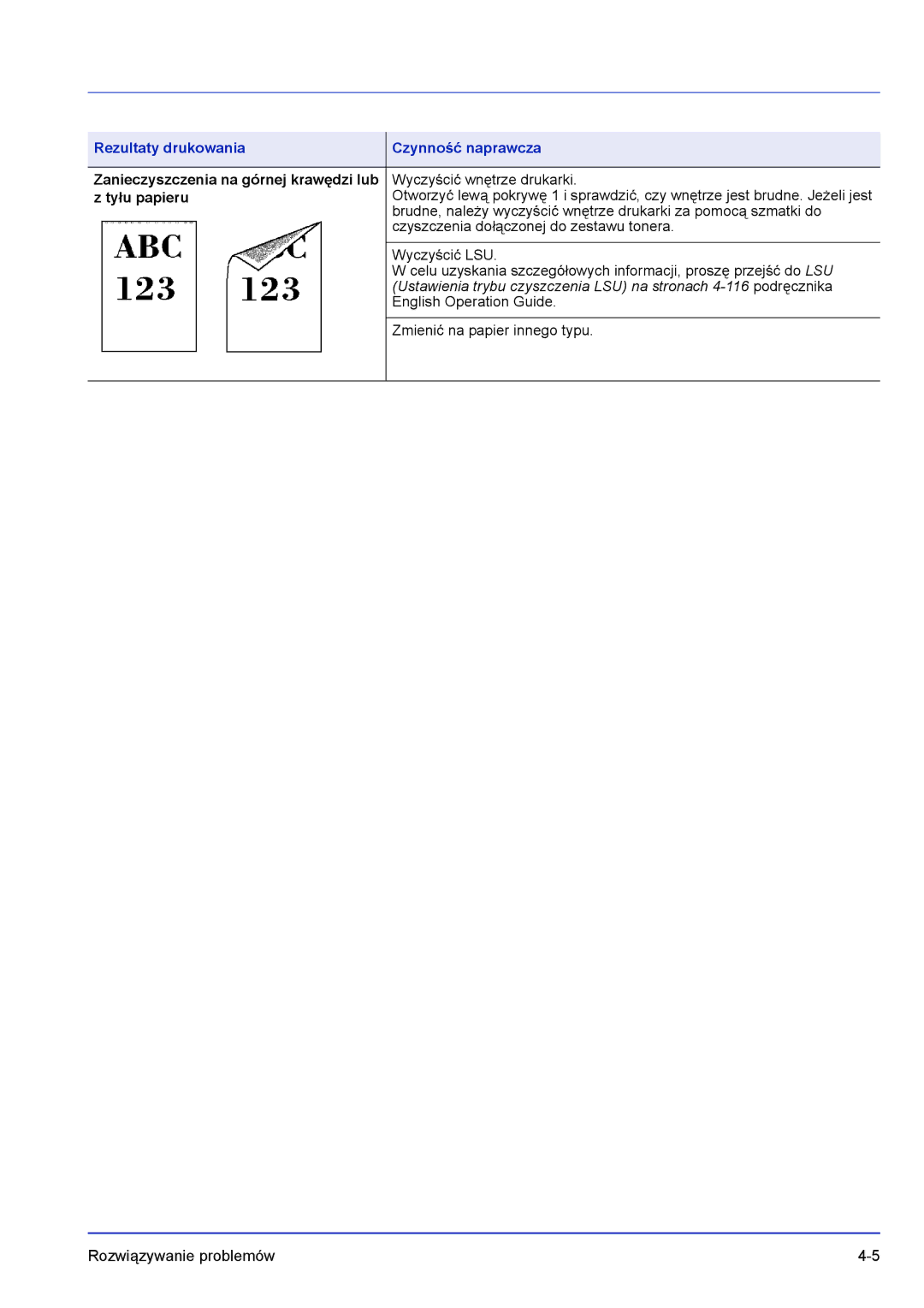 Kyocera FS-C8500DN manual Tyłu papieru 