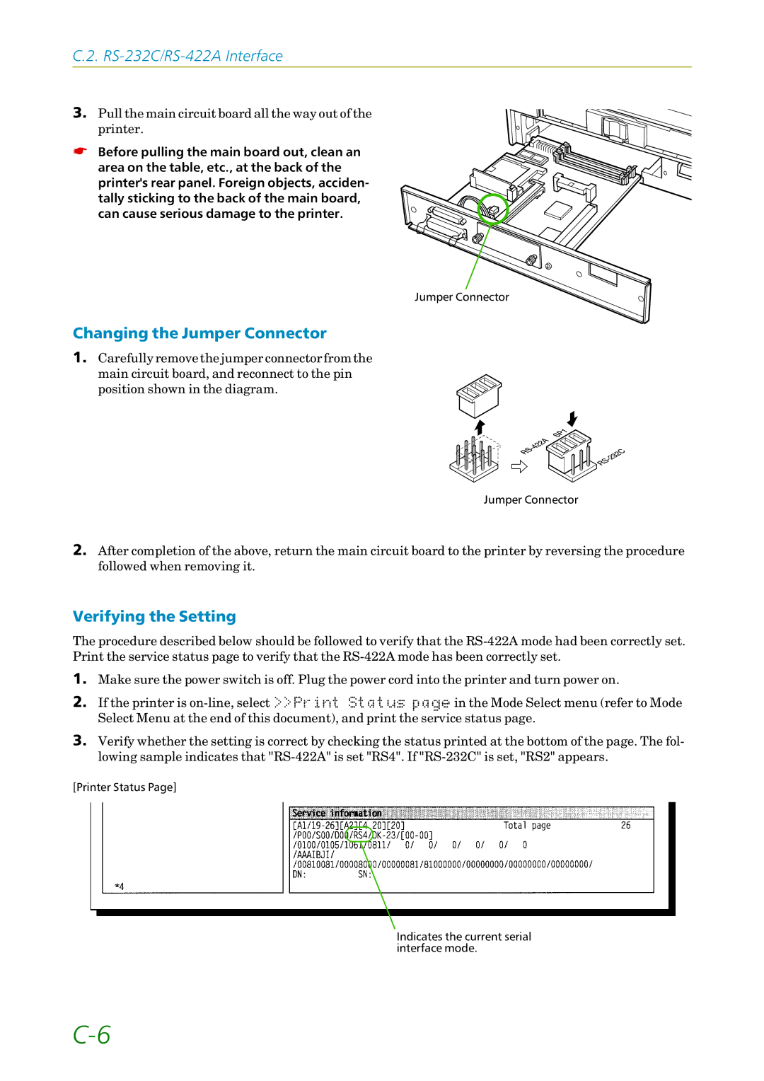 Kyocera 3750, FS1750 manual Changing the Jumper Connector, Verifying the Setting 