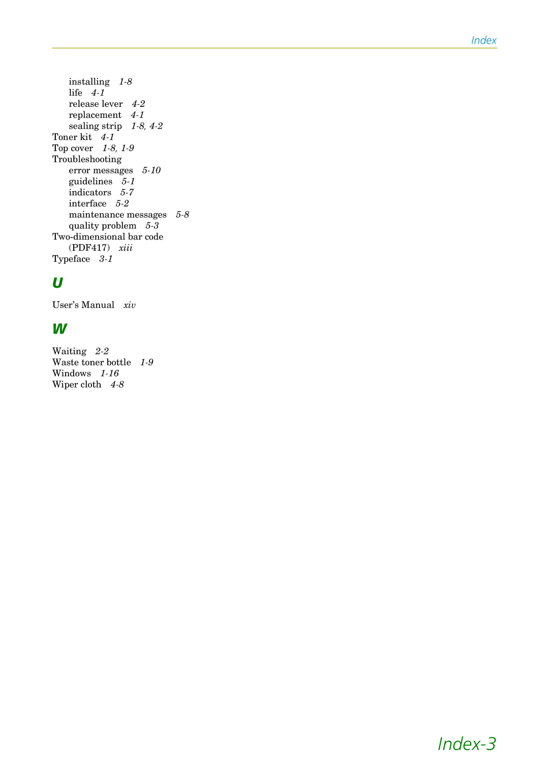 Kyocera FS1750, 3750 manual Index-3 