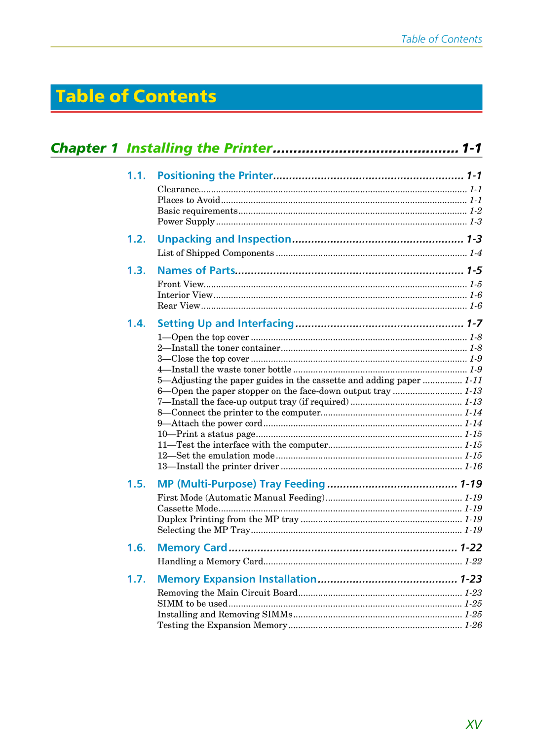 Kyocera FS1750, 3750 manual Table of Contents 