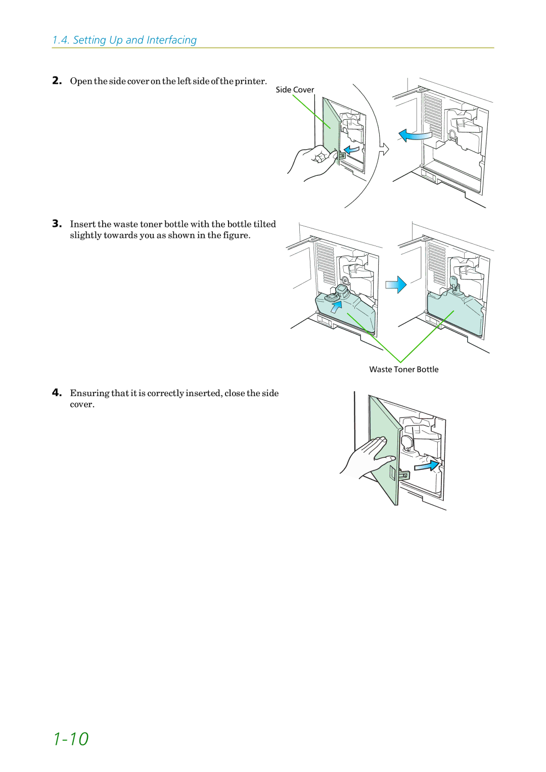 Kyocera 3750, FS1750 manual Open the side cover on the left side of the printer 