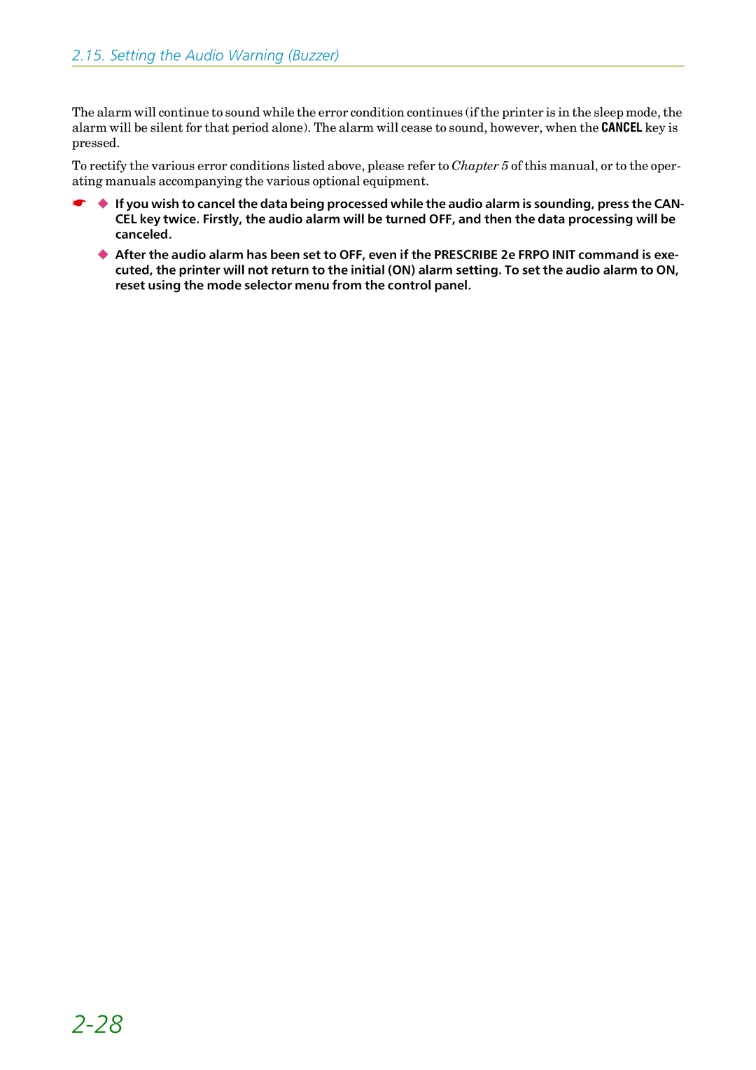 Kyocera 3750, FS1750 manual Setting the Audio Warning Buzzer 