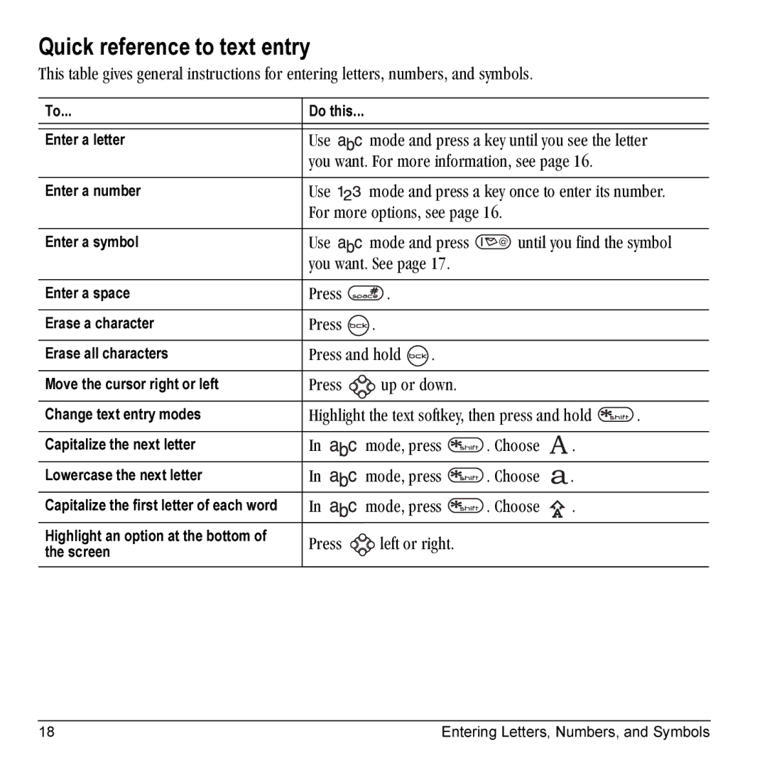 Kyocera K10 manual Quick reference to text entry, RëÉ=, =ìé=çê=ÇçïåK, Få= =ãçÇÉI=éêÉëë= 