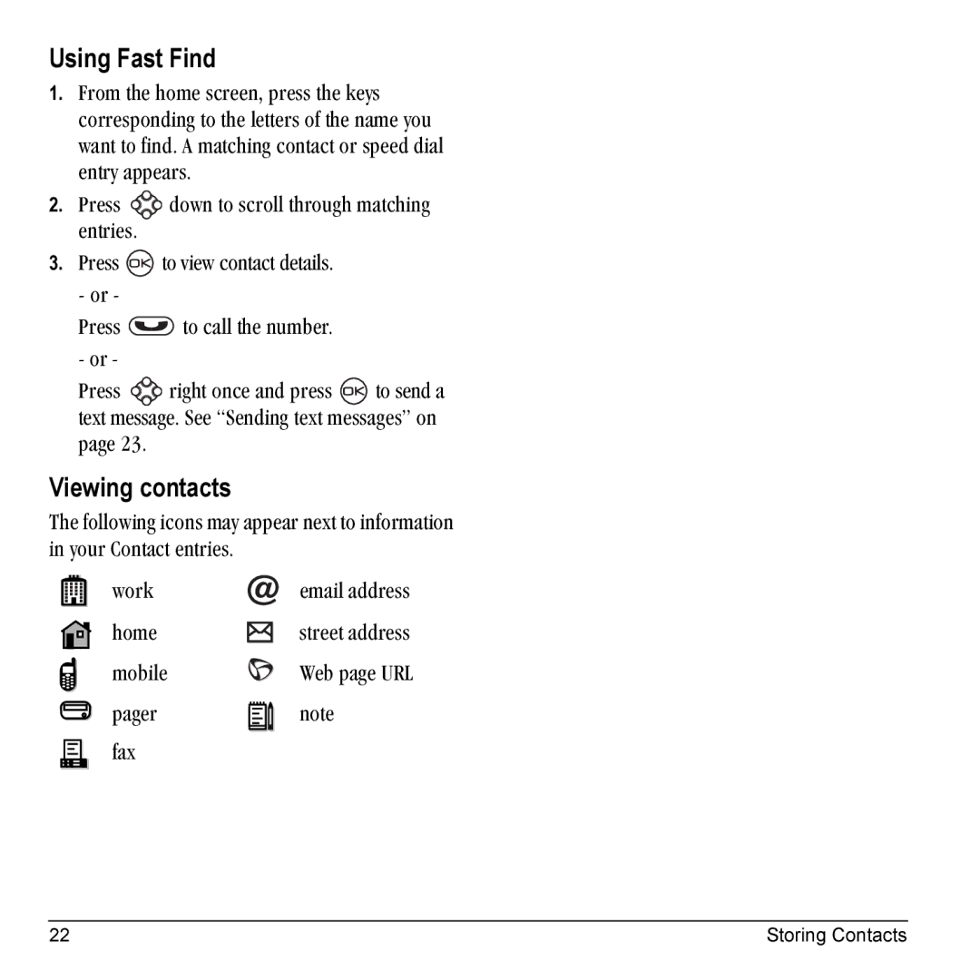 Kyocera K10 manual Using Fast Find, Viewing contacts, ~Öé Opk 