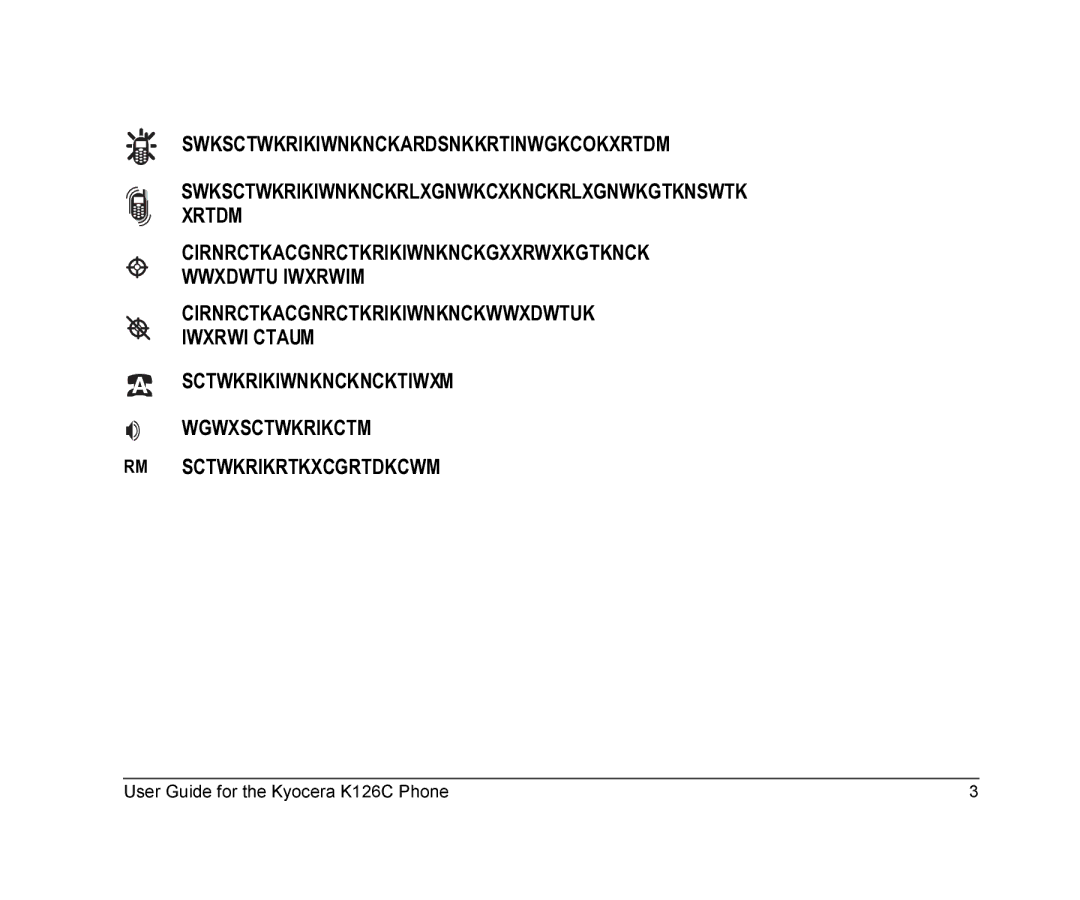 Kyocera manual User Guide for the Kyocera K126C Phone 