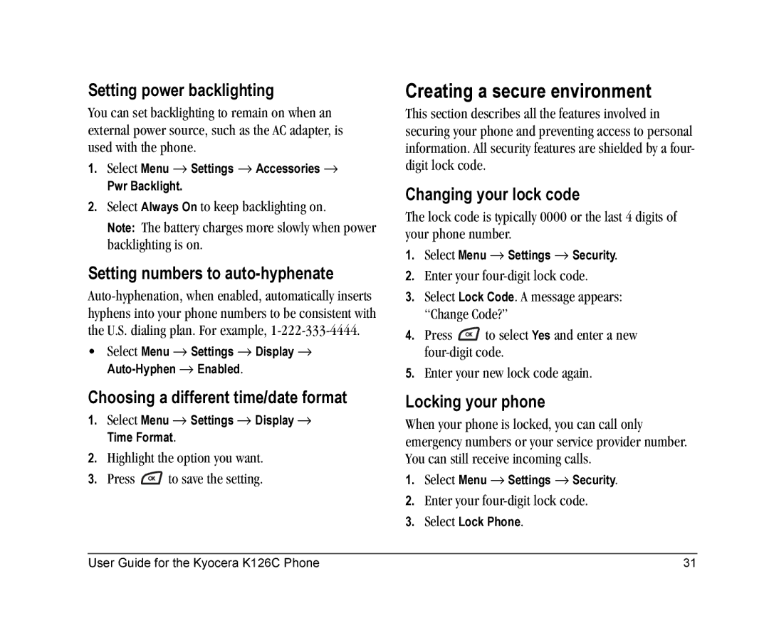 Kyocera K126C manual Creating a secure environment 