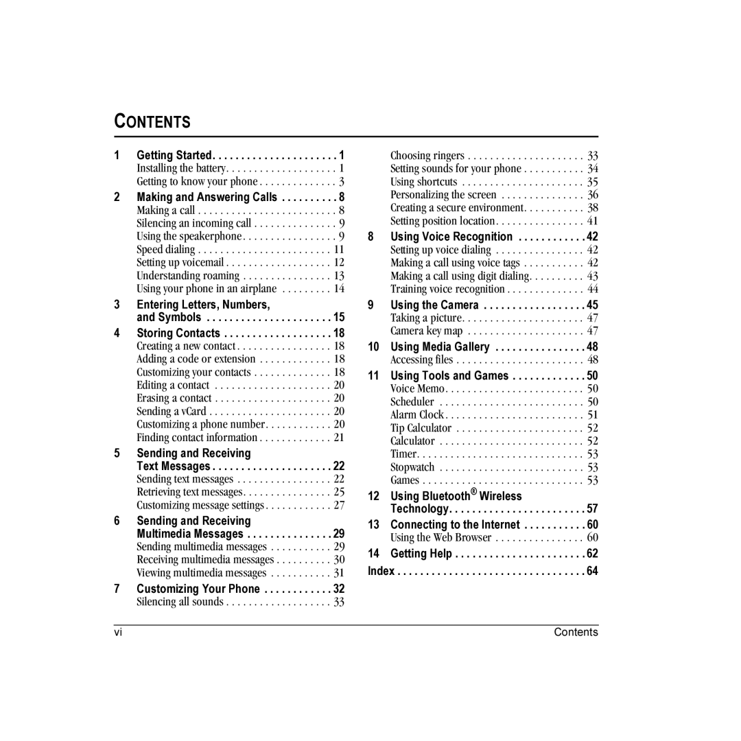 Kyocera K323 manual Contents 