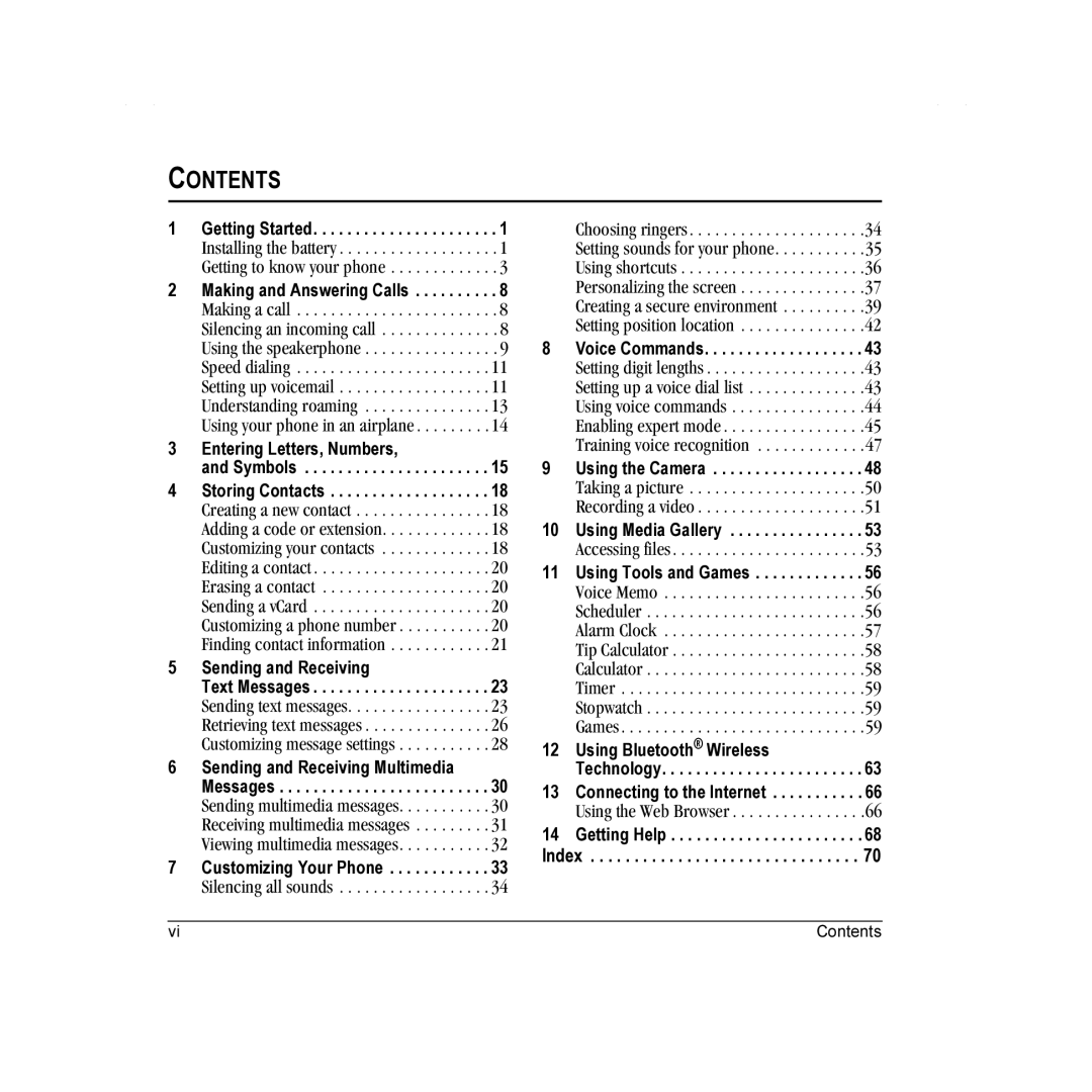 Kyocera K342 manual Contents 