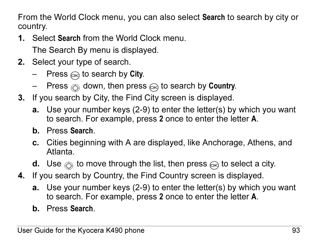 Kyocera manual User Guide for the Kyocera K490 phone 