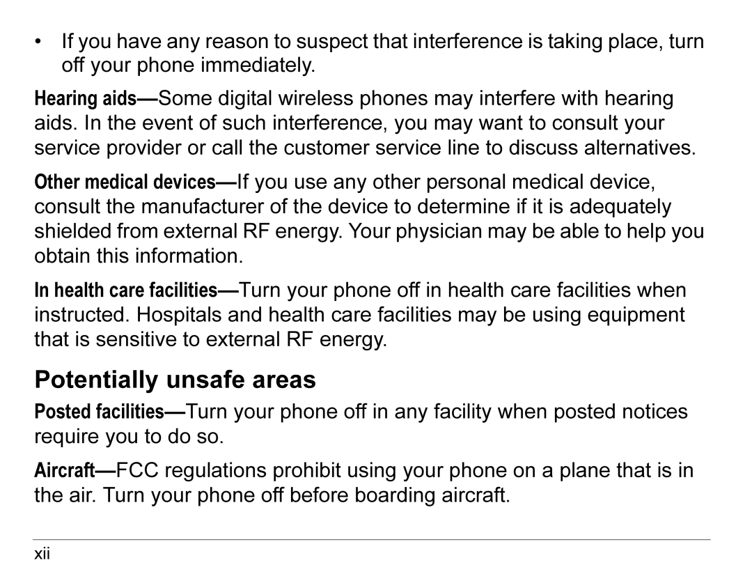 Kyocera K490 manual Potentially unsafe areas 