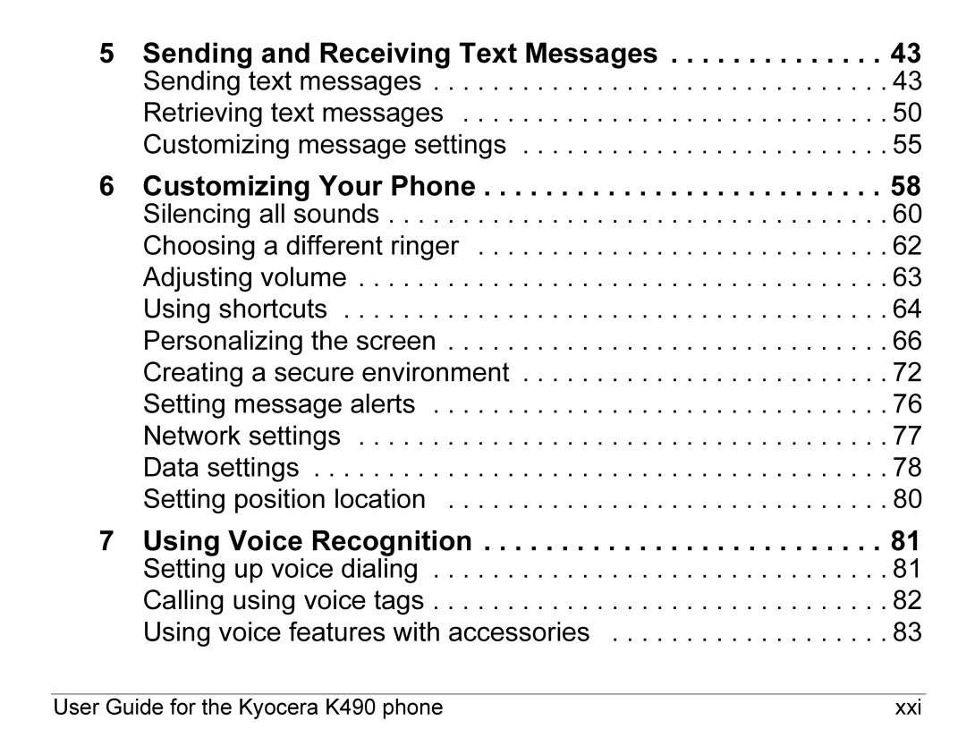 Kyocera K490 manual Sending and Receiving Text Messages 