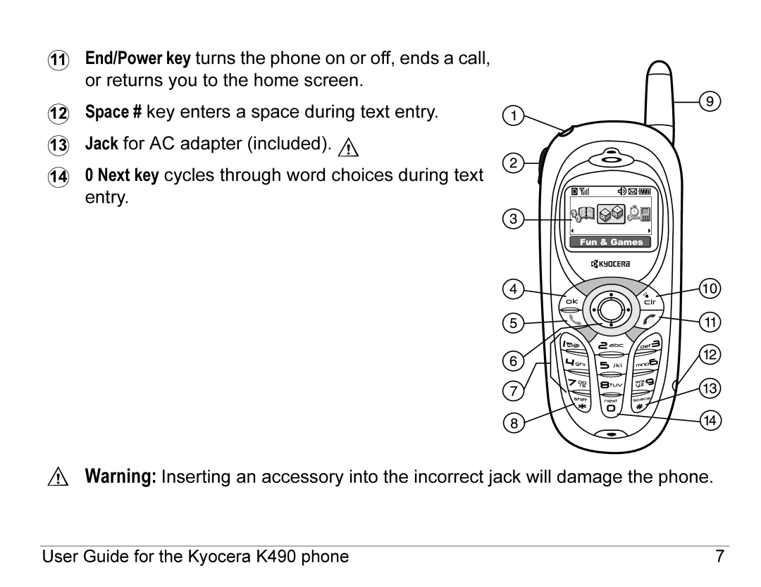 Kyocera manual User Guide for the Kyocera K490 phone 