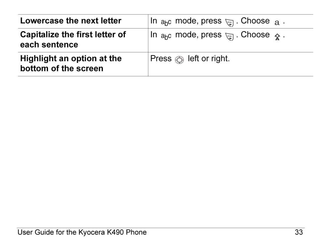 Kyocera manual User Guide for the Kyocera K490 Phone 