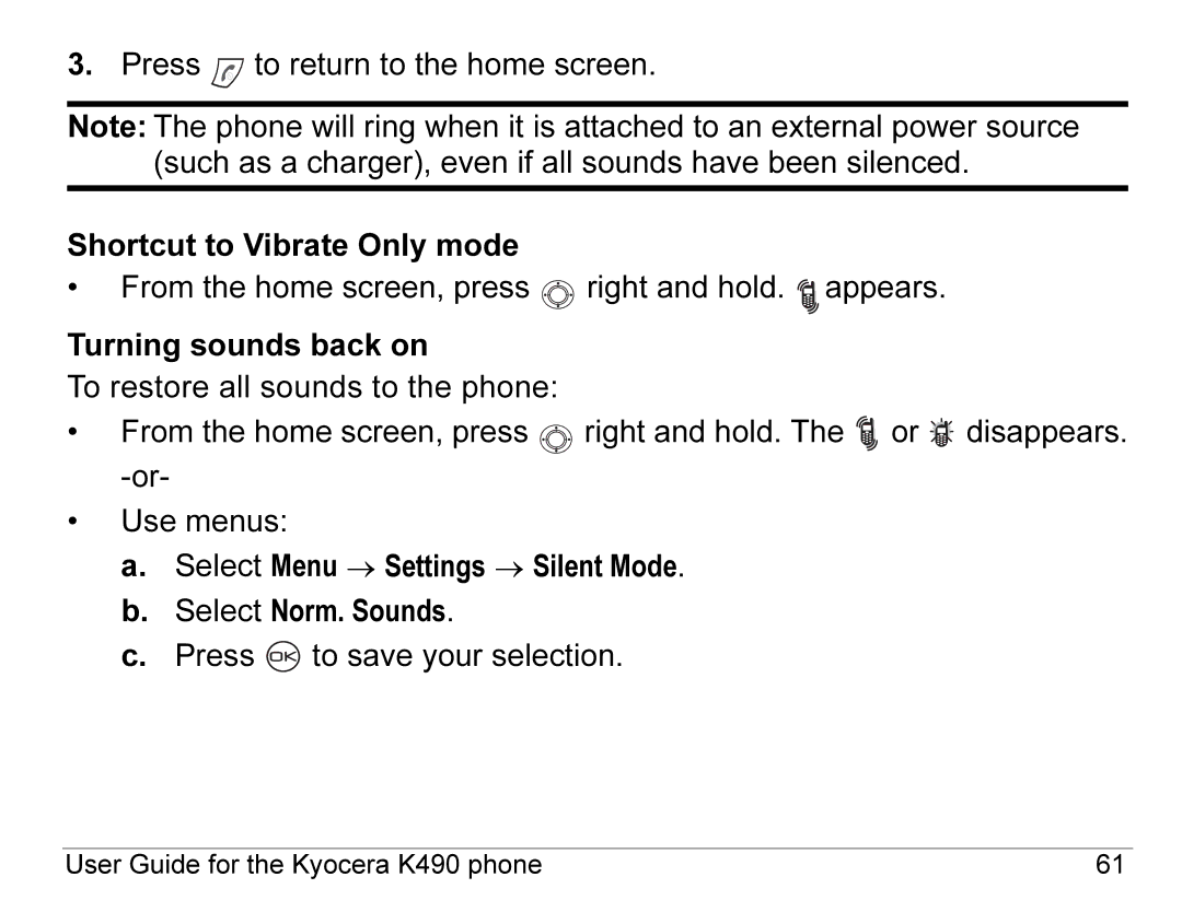 Kyocera manual User Guide for the Kyocera K490 phone 