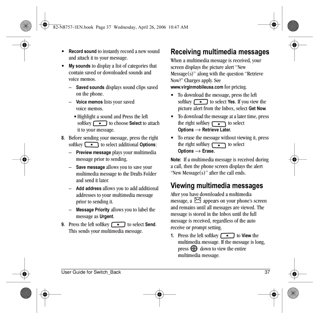 Kyocera K612 manual Receiving multimedia messages, Viewing multimedia messages 