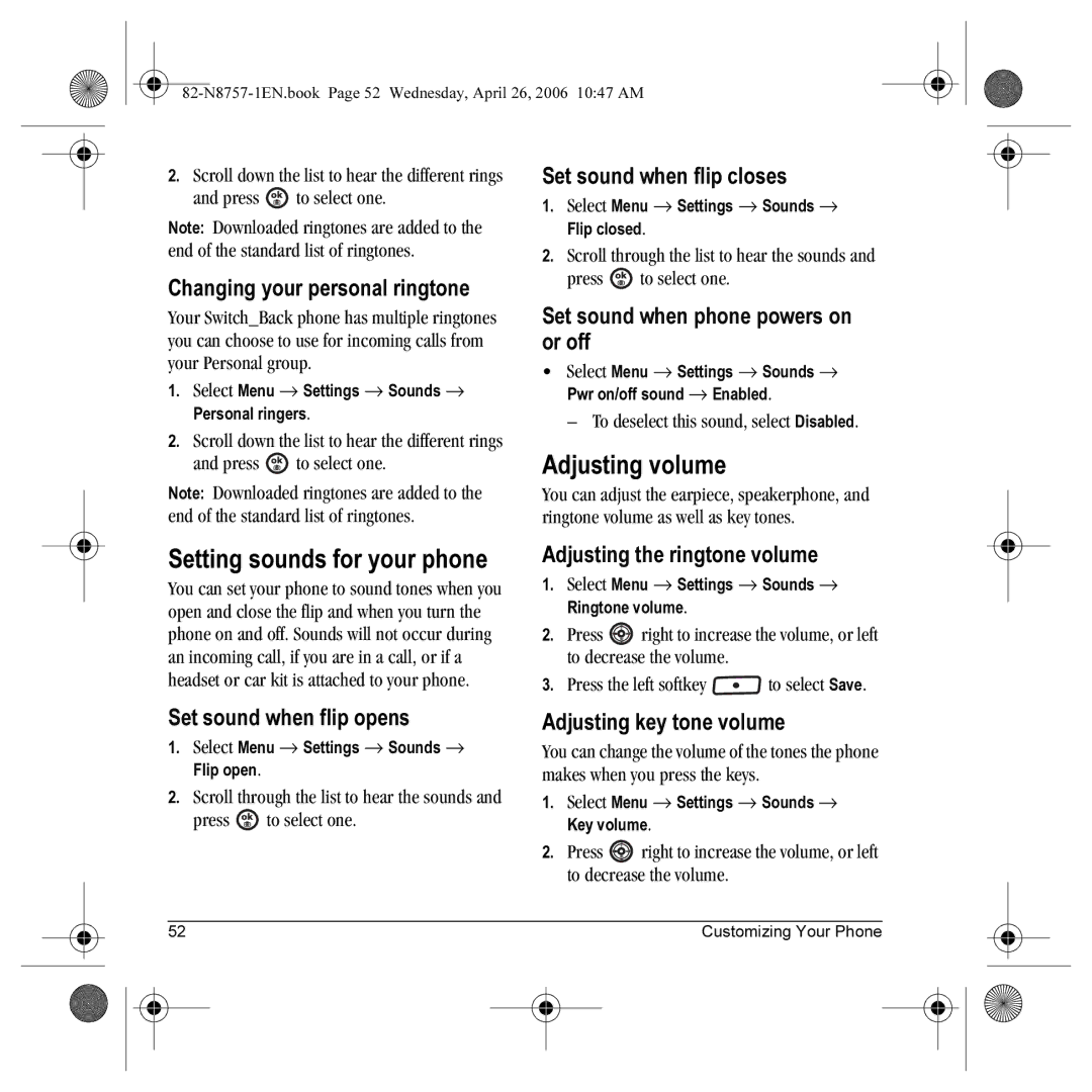 Kyocera K612 manual Setting sounds for your phone, Adjusting volume 