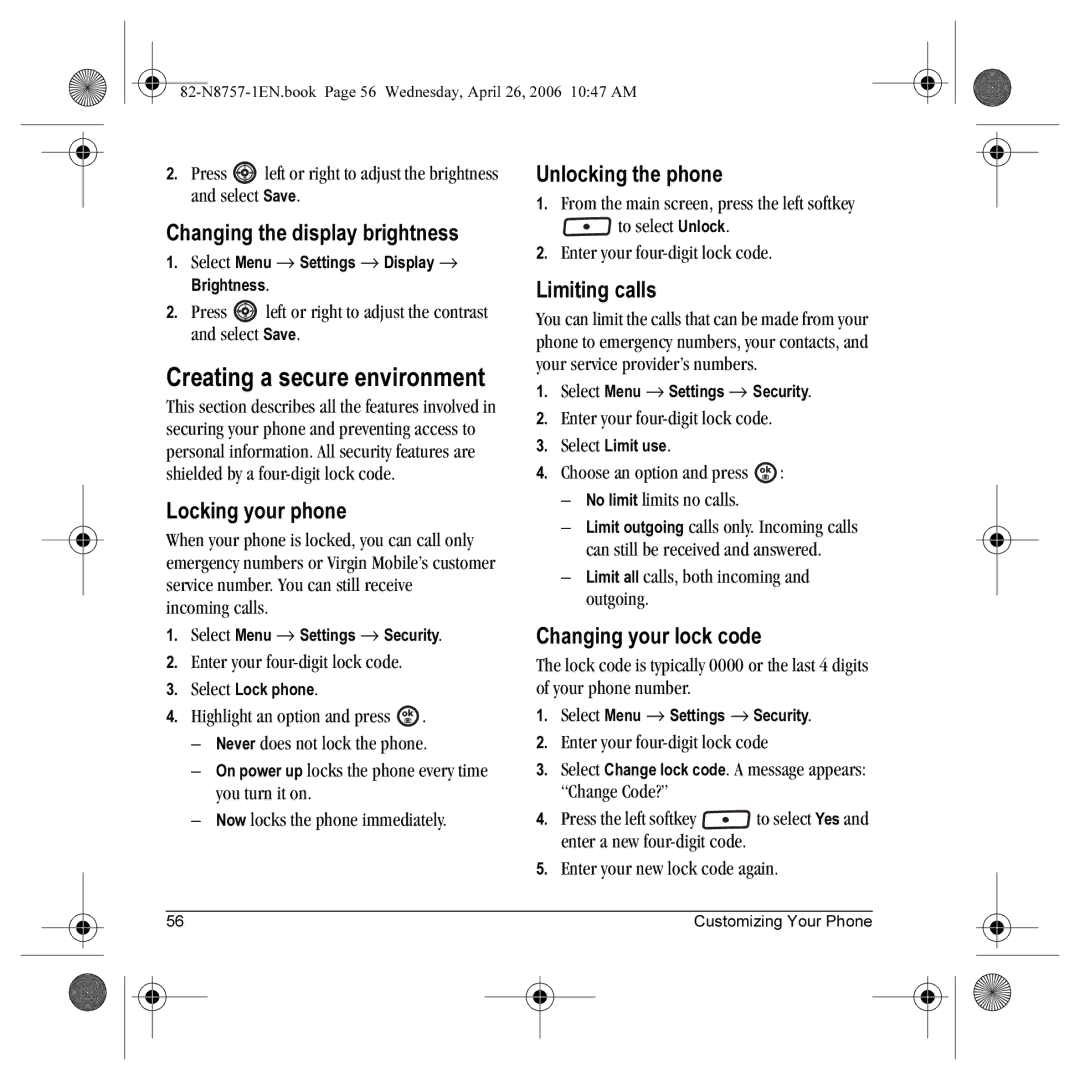 Kyocera K612 manual Creating a secure environment 