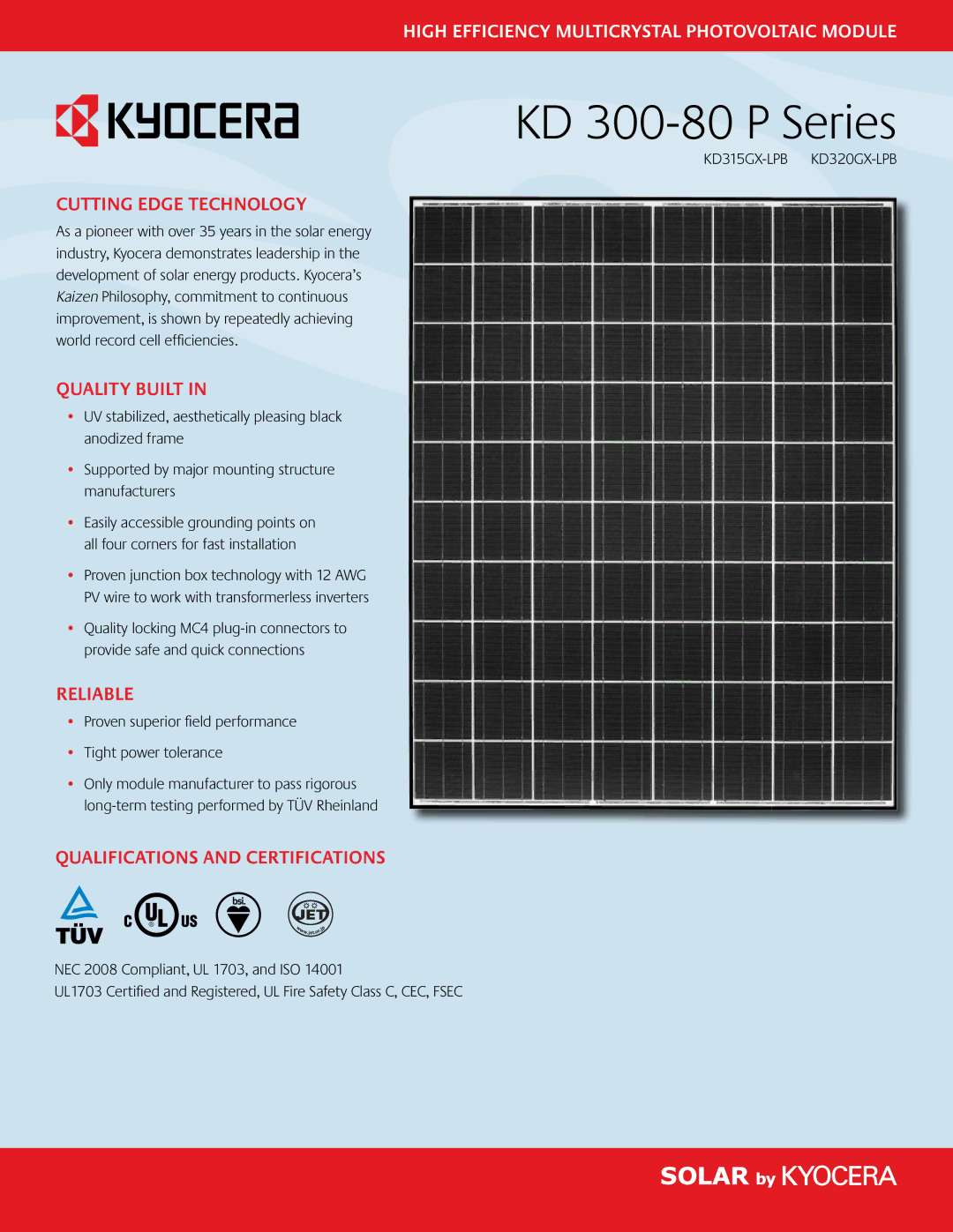 Kyocera KD 300-80 P Series manual Cutting Edge Technology, Quality Built, Reliable, Qualifications and Certifications 