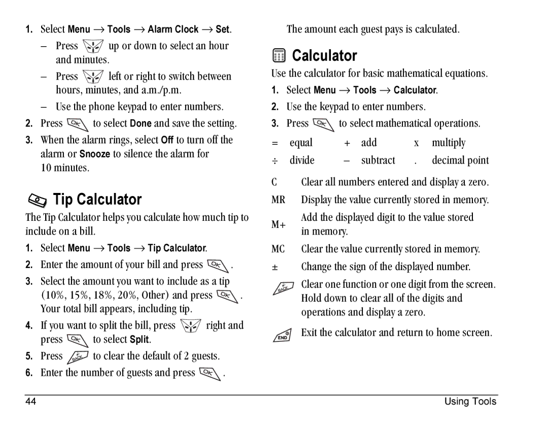 Kyocera KE423 manual Tip Calculator 